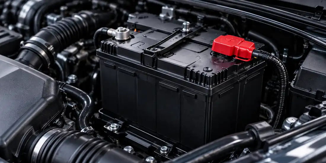 Bilbatteri i motorrom